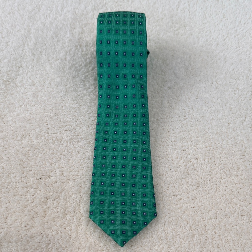 Green Men's Patterned Silk Tie
